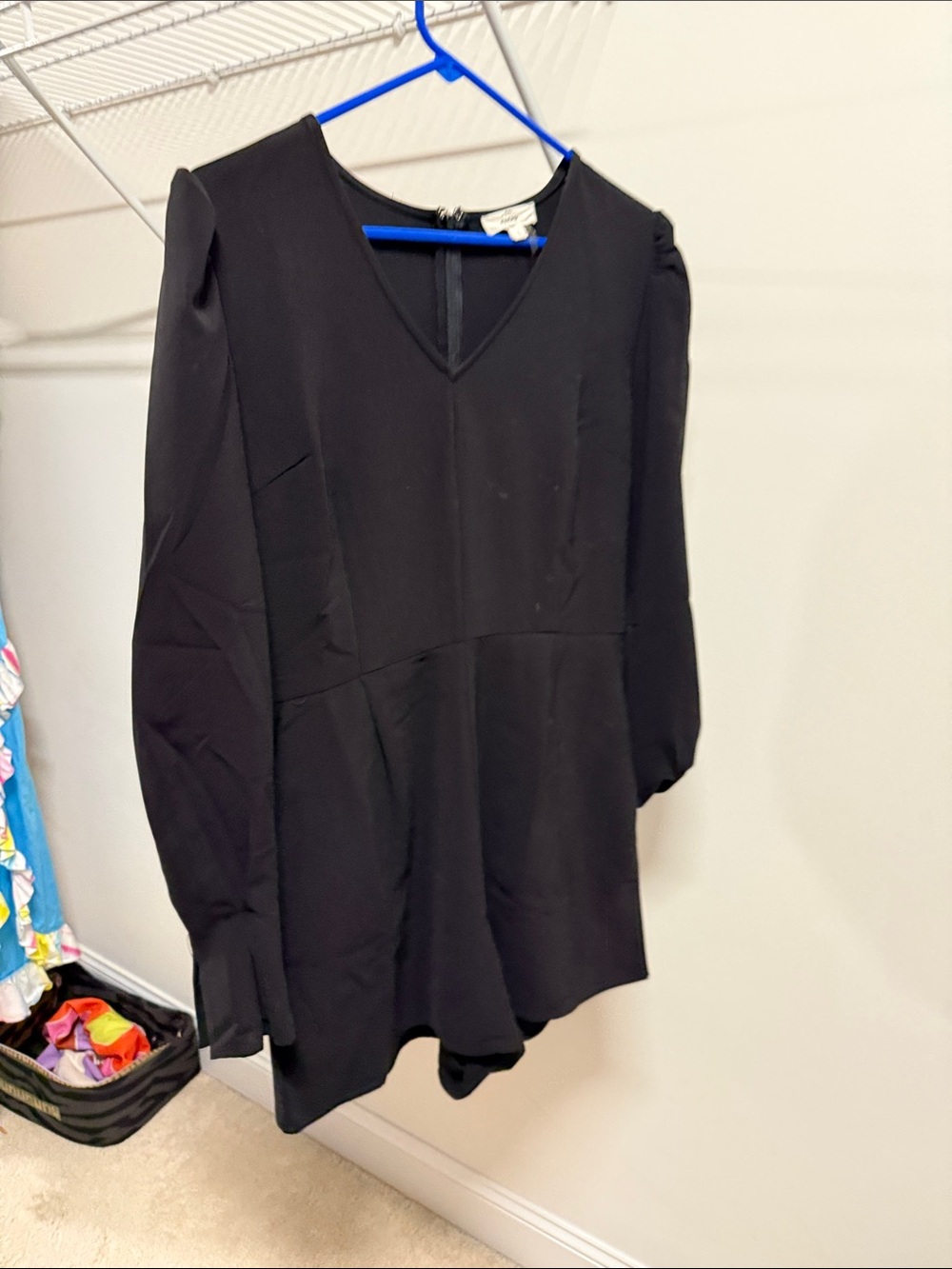 Black V-Neck Long Sleeve Women's Romper